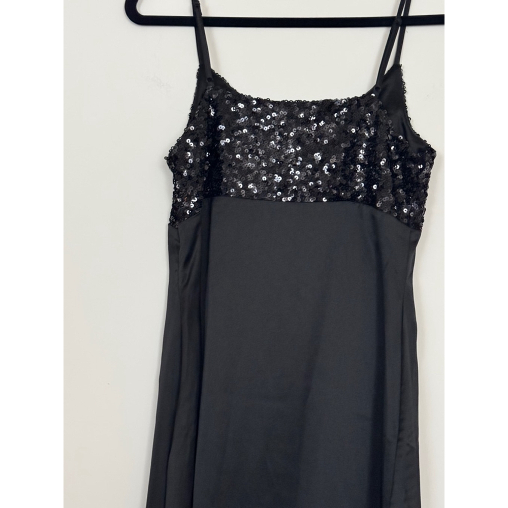 House of Harlow 1960 Satin Slip Dress Size M Black Sequin - Picture 7 of 8
